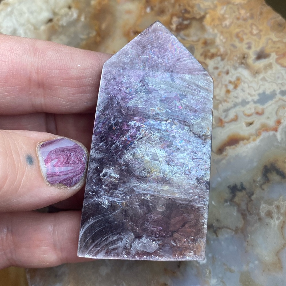 Pretty flashy purple purple mica lepidolite tower - Picture 2 of 3